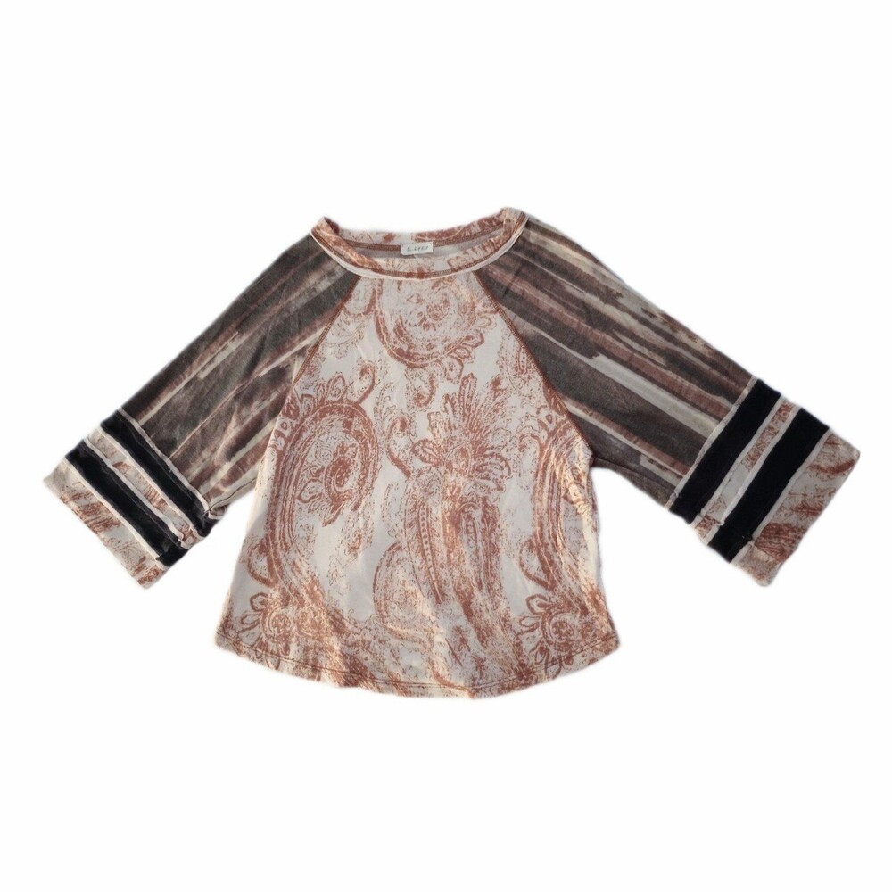 Fall Tone Paisley Wide Sleeve Top sz M Womens